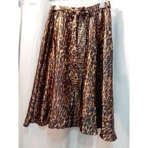 Women's Y2k 90s Animal Print Fit &‎ Flare Satin Midi Skirt